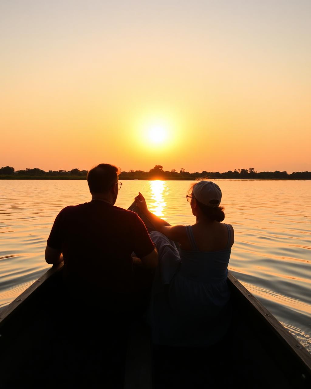 Pareja disfrutando del paseo en barca